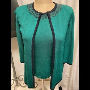 St John emerald green sweater set Size P